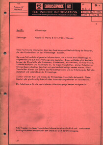 Technische Informationen der Klimaanlage Manta B